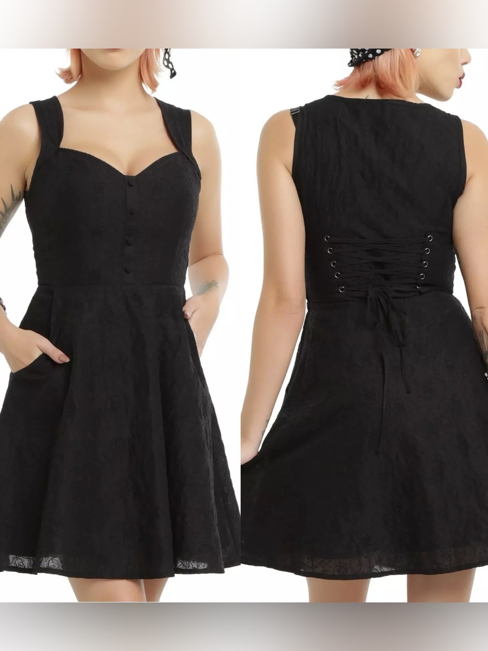 Hot Topic NEW Skull Print Corset Back Dress Sz S